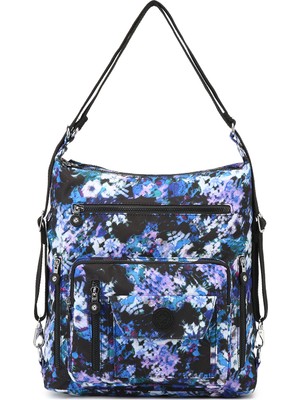 Smart Bags Büyük Boy Su Geçirmez Krınkıl Kumaş Hem Sırt Hem Omuz Çantası Mavi Printing
