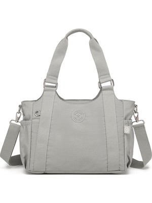 Smart Bags Günlük Orta Boy Su Geçirmez Krınkıl Kumaş Kadın Omuz Çantası Buz Gri