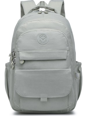 Smart Bags Büyük Boy Laptop Bölmeli Çok Cepli Su Geçirmez Krınkıl Kumaş Lise Okul Çantası Buz Gri