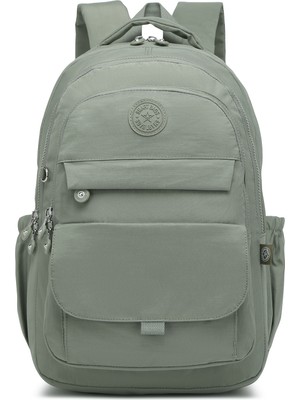 Smart Bags Büyük Boy Laptop Bölmeli Çok Cepli Su Geçirmez Krınkıl Kumaş Lise Okul Çantası Yeşil