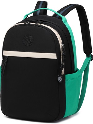 Smart Bags Büyük Boy Su Geçirmez Kumaş Renkli Okul Çantası Siyah/yeşil