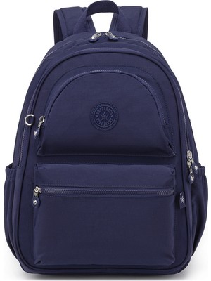 Smart Bags Büyük Boy Laptop Bölmeli Su Geçirmez Krınkıl Kumaş Okul Çantası Lacivert