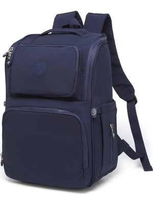 Smart Bags Büyük Boy Su Geçirmez Çok Cepli Anne ve Bebek Bakım Sırt Çantası Lacivert
