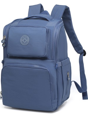 Smart Bags Büyük Boy Su Geçirmez Çok Cepli Anne ve Bebek Bakım Sırt Çantası Mavi