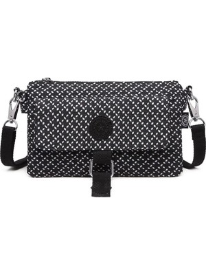 Smart Bags Günlük Minik Boy Su Geçirmez Krınkıl Kumaş Kadın Telefon ve Postacı Çantası Siyah/beyaz