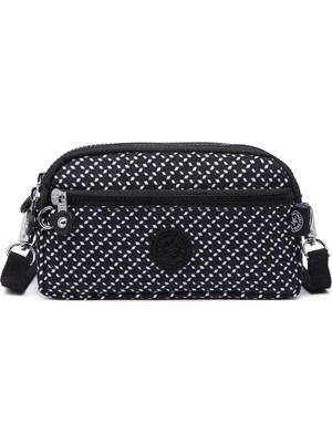 Smart Bags Minik Boy Su Geçirmez Krınkıl Kumaş Telefon ve Postacı Çantası Siyah/beyaz