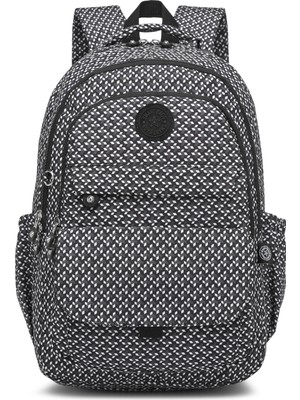 Smart Bags Büyük Boy Laptop Bölmeli Çok Cepli Su Geçirmez Krınkıl Kumaş Lise Okul Çantası Siyah/beyaz
