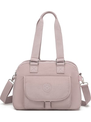 Smart Bags Orta Boy Çok Cepli Su Geçirmez Hafif Krınkıl Kumaş Kadın Omuz Çantası Kum