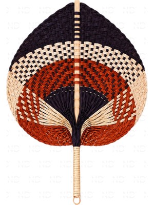 Naturel Dekor Bambu Kırmızı-Krem Palmiye Yaprağı, Japon Yelpazesi 30X40 Cm, Duvar Dekorasyon, Duvar Süsü, Iskandinav, Modern, Bohem