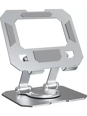 Tablet Standı 360 Derece Dönebilen Tablet Stand Katlanabilir Metal Tablet Tutucu Standı Tablet ve Telefon Tutucu Stant Tablet Tutucu Metal (Metalik Gri)