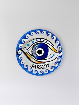 Mundy Şarköy Temalı Polyester Kabartmalı Nazar Magnet  Çap: 7 cm – Dekoratif Hediyelik Buzdolabı Süsü  (KOD:1212)