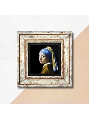 Johannes Vermeer Inci Küpeli Kız Taş Duvar Tablosu - Çerçeveli Taş Tablo - Dekoratif Duvar Sanatı - Modern Ev ve Ofis Duvar Dekoru T1-140