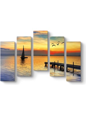Gün Batımı Iskele Tablosu 112 x 72-5 Parçalı