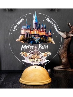 Potter Hogwarts Figürlü Dekoratif Hediye, Isimli Hogwarts Hediyesi Renkli Baskılı LED Lamba
