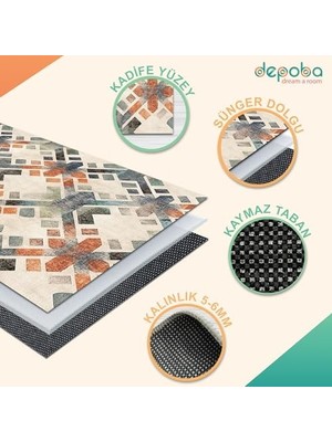 Sapre Kadife Kaymaz Pamuk Tabanlı Yıkanabilir Antibakteriyel Yolluk Koridor Halısı 100X300