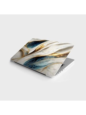 Prime Laptop Bilgisayar Notebook Pc Kaplama Etiketi Lüks Mermer Beyaz Altın