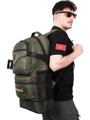 Kordak Körüklü 65 Lt Haki Yeşil Outdoor Kampçı Dağcı Sırt Çantası - Tatil Çantası