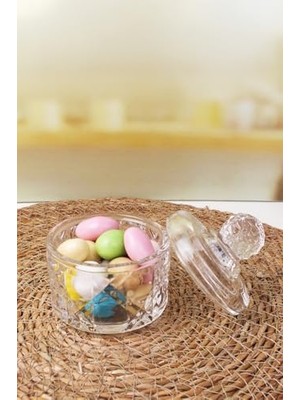 Prime Lüx Kristal Mini Cam Şekerlik & Cam Lokumluk, Kesme Cam Lüx Şekerlik 7.5cm*9.2cm - 06643