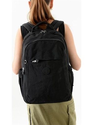 Prime Bolsas 1092 Su Geçirmez Ithal Krinkıl Kumaş Laptop Bölmeli Okul ve Günlük Sırt Çantası Siyah Siyah Standart