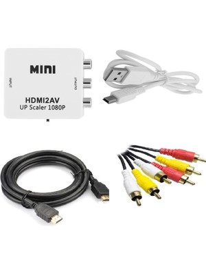Prime HDMI To Av Rca Tos Çevirici + HDMI Kablo + Rca Kablo