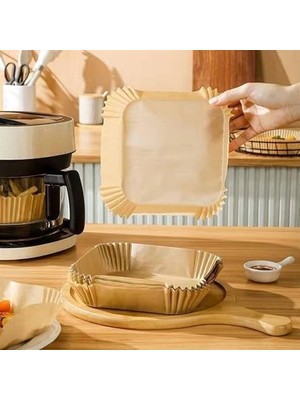 Prime 50 Adet Air Fryer Pişirme Kağıdı Tek Kullanımlık Hava Fritöz Yağ Geçirmez Yapışmaz Kare Tabak Model