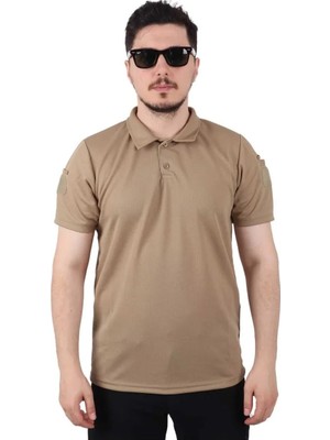 Kordak Bej Lacost Polo Yaka Taktik T-Shirt