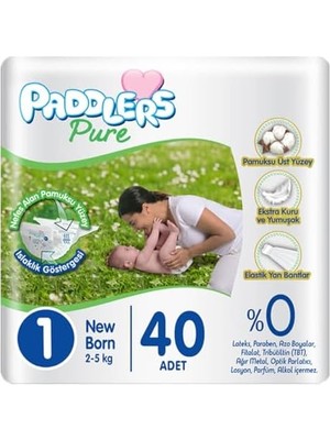 Prime Pure 1 Numara Yenidoğan 2-5 kg Ekonomi Paketi Bebek Bezi (1 x 40 Adet)
