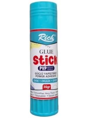 Prime Rich® Glue Stick, Pvp Geliştirilmiş Formül, Güçlü Yapıştırıcı, Toksik Madde Içermez, Yıkanabilir, 36GR