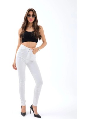 Lune Store 6489 Pantolon-Beyaz