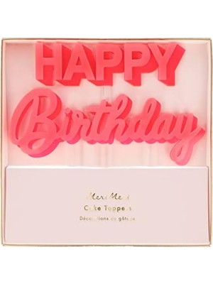 Prime Happy Birthday Pembe Akrilik Pasta Süsü