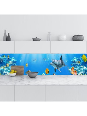 Prime Mutfak Tezgah Arası Folyo Kaplama Folyosu Denizaltı Balıklar 60X100 cm