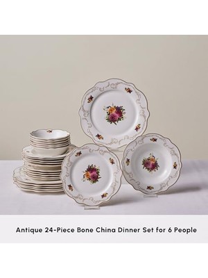 Prime Antıque 24 Parça 6 Kişilik Porselen Yemek Takımı