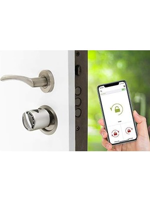 Prime Desi Utopic R Motorlu Silindir Akıllı Kilit, Telefondan Kontrol ve Şarj Edilebilir Pilli Akıllı Kapı Kilidi - Kolay Montaj, Deliksiz Montaj