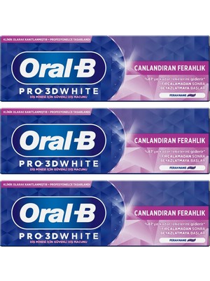 Prime Oral-B Pro 3D Canlandıran Ferahlık Diş Macunu 75 ml 3lü Paket