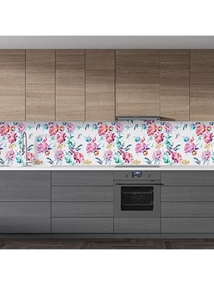 Prime Mutfak Tezgah Arası Folyo Kaplama Folyosu Çiçekler 60 x 200
