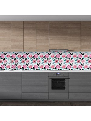 Prime Mutfak Tezgah Arası Folyo Kaplama Folyosu Renkli Çiçek 6. Model 60 x 100