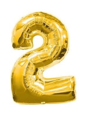 Prime - 2 Rakamı Altın Folyo Balon 16 Inch 40 cm