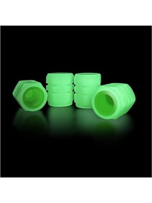 Prime Gece Parlayan Neon Fosforlu Sibop Kapağı, 4 Adet, Plastik, 2 Cm, Tüm Arabalara Uygun (Yeşil)