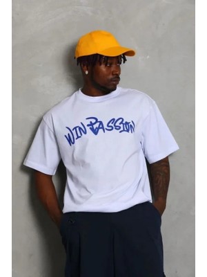 Lune Store Erkek Baskılı T-Shirt Kısa Kol Bisiklet Yaka Regular Fit Rahat Kalıp Günlük Tişört - Beyaz