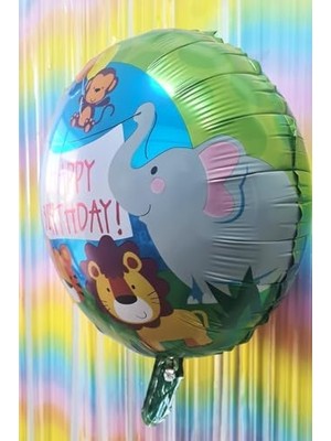 Prime P.e.k. Yuvarlak Temalı Folyo Balon Happy Birthday Yazılı Konsept Doğum Günü Balonu 45CM