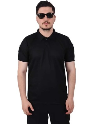 Kordak Siyah Lacost Polo Yaka Taktik T-Shirt