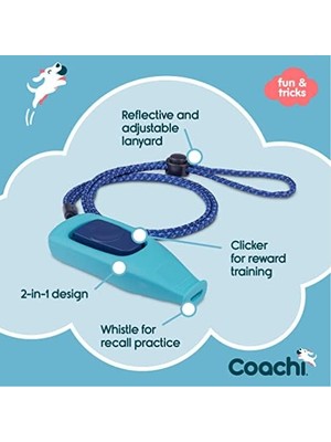 Of Animals, Coachi Whizzclick, 2'si 1 Arada Kombine Klik ve Düdük, 41112A, Açık Mavi/lacivert