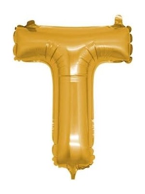 Prime - T Harfi Altın Folyo Balon 16 Inch 40 cm