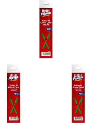 Prime Piknik Kullan-At Kristal Çatal 10'lu Renk'li 1442 3lü Paket