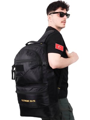 Kordak Körüklü 65 Lt Siyah Outdoor Kampçı Dağcı Sırt Çantası - Tatil Çantası