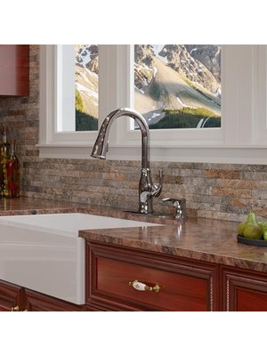 Prime Rosslyn 1 Saplı Aşağı Çekmeli Mutfak Bataryası Cilalı Krom