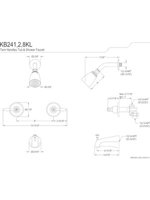 Prime KB241KL Küvet ve Duş Musluğu, Cilalı Krom, 12,7 cm Musluk Uzunluğu