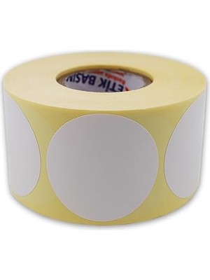 Prime Kuşe Etiket 40MM Çap Ruloda 500 Adet 40MM Çapında Baskısız Barkod Yazıcı Etiketi