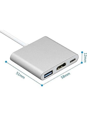 Prime CF01 Uyumlu 4K Full Hd 1080P Type C To 3 Portlu HDMI - USB 3.0 - Pd Çevirici Hub Adaptör