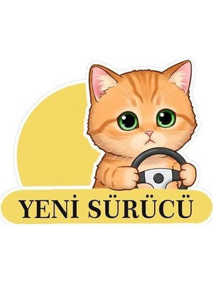 Prime Yeni Sürücü Sevimli Kedi Araba Etiketi &